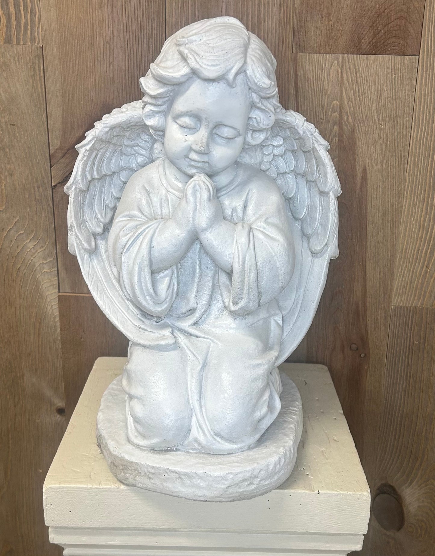 Kneeling Cherub Statue With Planter Wings