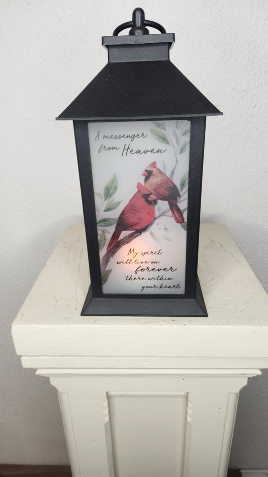 Frosted  Cardinal Lantern