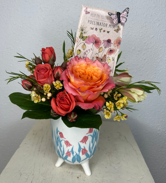 Floral Pot arrangement with Seed Packet