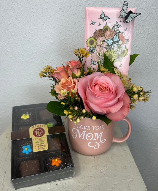 Mother's Mug Arrangement with Gourmet Chocolates