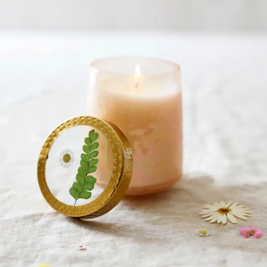Apricot Blossom Pressed Floral Candle
